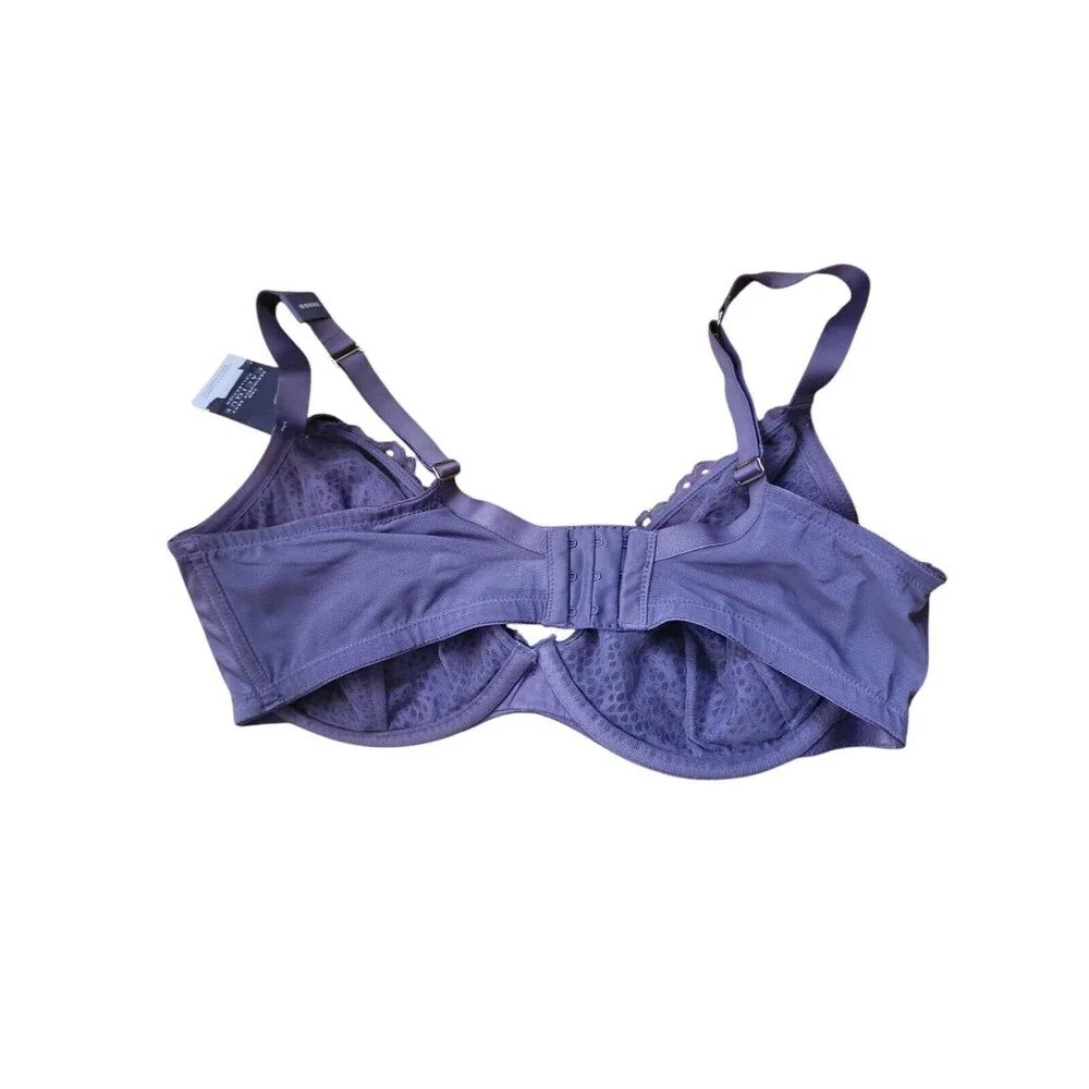 Cacique The Sexy Collection Bra 38DDD Dusky Purple Lace Lightly Lined Balconette